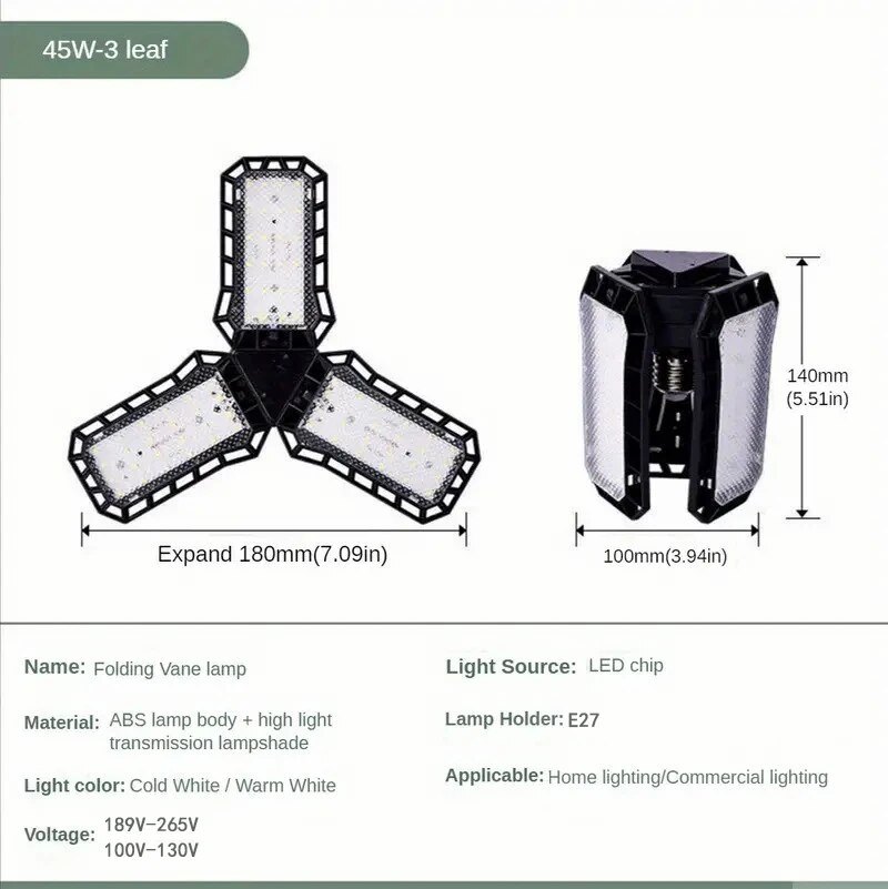 Garage light specifications